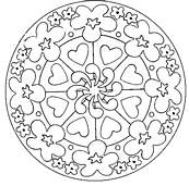 coloriage mandala ronde de coeurs